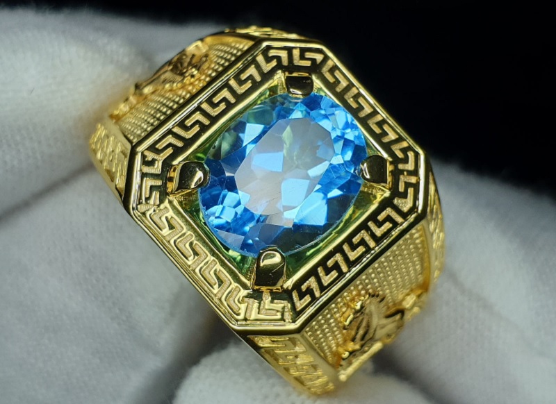 Nhẫn vàng nam đá Topaz